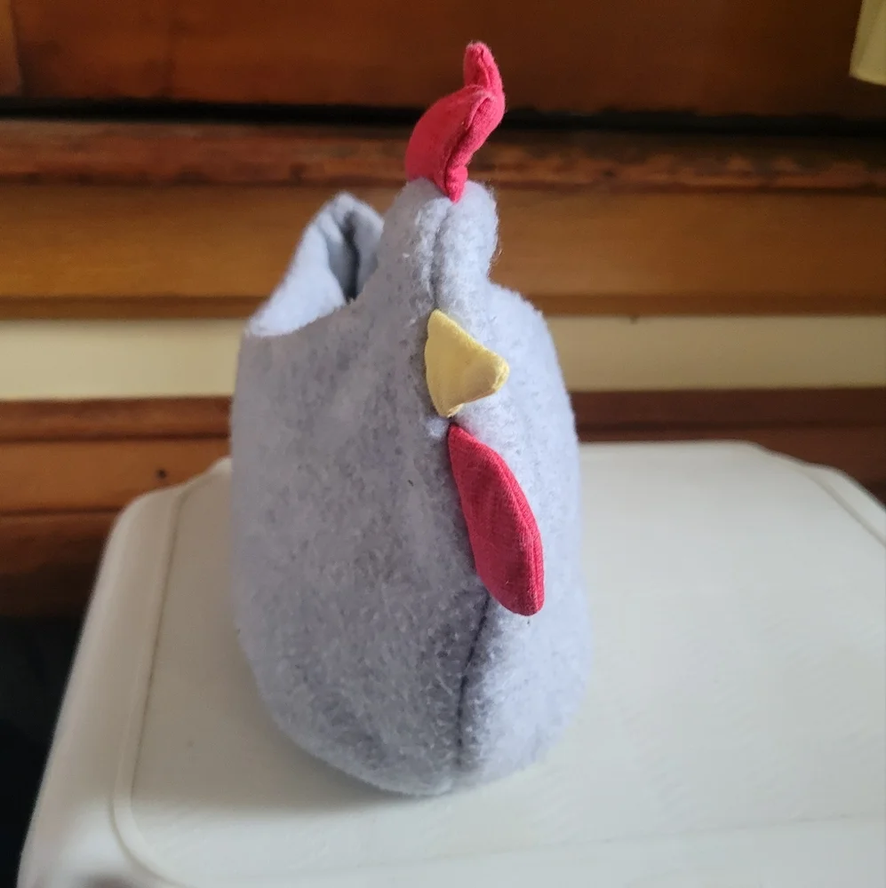 Handmade Cozy Fleece Gray Collapsible Chicken Hen Basket Bin